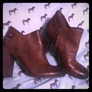 Distressed leather Booties